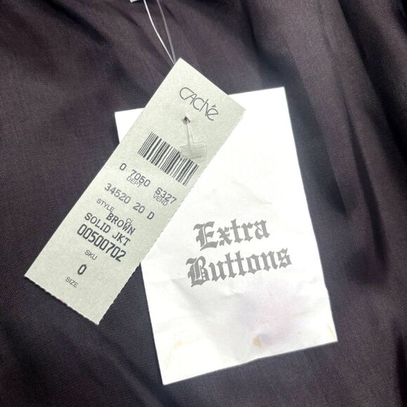 Cache Lux Brown One Button Blazer Suit Jacket Fitted Work Womens NWT - Picture 10 of 10